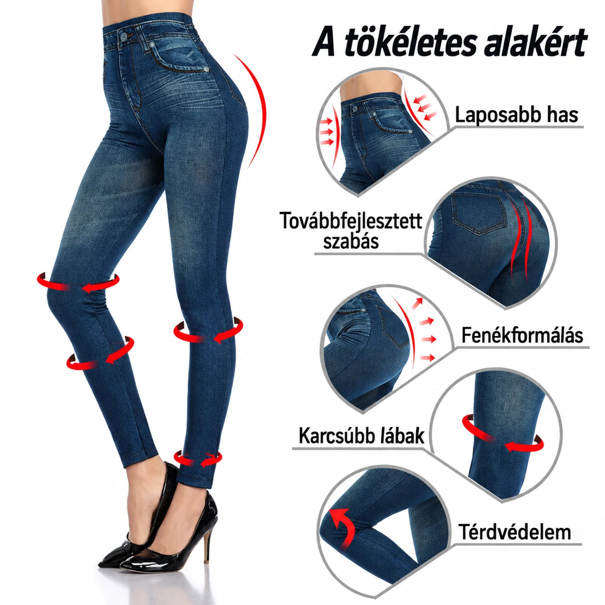 Alakformáló farmerhatású leggings: laposabb has, fenékformálás, karcsúbb lábak