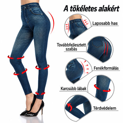 Alakformáló farmerhatású leggings: laposabb has, fenékformálás, karcsúbb lábak